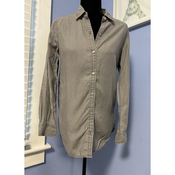 GAP 1969 Button Down Shirt, Long Sleeve Gray Womens Small - Picture 1 of 4